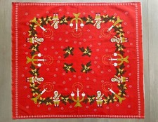 Nappe carrée de Noël, nappe rouge avec bougies, Père Noël et cadeaux