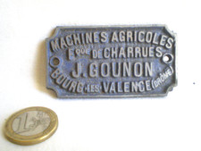 ANCIENNE PLAQUE FABRIQUE DE CHARRUES MACHINES AGRICOLES BOURG LES VALENCE DROME