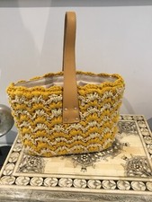 Superbe Sac Cuir Raffia Jaune Renouard Jamais Porté 