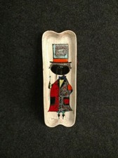 Céramique Vintage 60 Signée Decor Emaillé Homme Stylisé