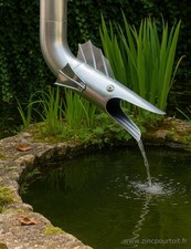 Gargouille zinc Barracuda dragon poisson – gouttière descente eau toiture