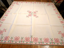 Linge ancien  Nappe lin brodé