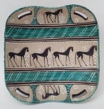 Jolie COUPE VIDE POCHE vintage CERAMIQUE signé ARS ARTIGIANA ITALY décor CHEVAUX