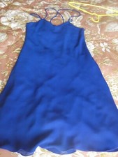 Robe HABILLEE ELEGANTE Femme Taille 36 Bleu BRIDES DECOLLETE DOS NU Mousseline