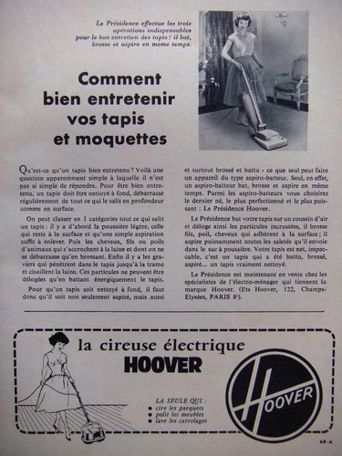 Publicité 1960 hoover - hoover, balai