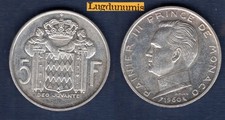 MONACO 5 Francs 1960 Rainier III TTB SUP Argent 125000 Exemplaires Par Turin