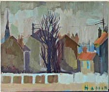Ancien Tableau HSC - Honfleur en Hiver - Normandie - French Painting - 1960's