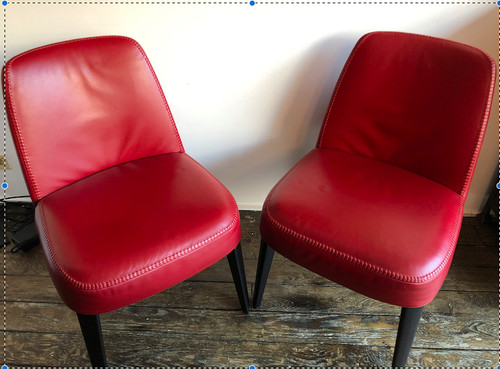 Chaises cuir rouge - cuir,