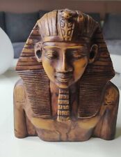 Sculpture artisanale/Buste du Pharaon Égyptien Toutankhamon. En Pierre/19 x 16cm