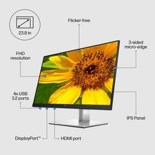 Moniteur HP E24 G4 FHD 60,5 cm 23,8 pouces HDMI USB port VGA DisplayPort