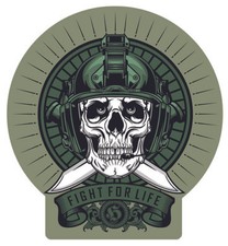 FIGHT FOR LIFE CASQUE SOLDAT TETE DE MORT MILITAIRE  AUTOCOLLANT STICKER FB048