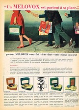 PUBLICITE ADVERTISING 114  1958  MELOVOX   tourne-disque éléctrophone