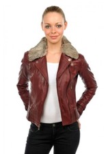 PROMOTION !!! BLOUSON PERFECTO ARTURO NEUF CUIR AGNEAU BORDEAUX TAILLE XL