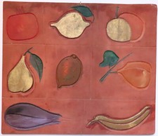 ALI BELLAGHA XXème TUNISIE TECHNIQUE MIXTE  FRUITS ET LEGUMES