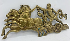 Antique french furniture ornament 19th century bronze horses chariot