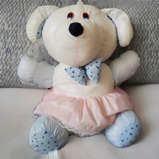 Peluche Puffalump Bikin 34cm – Tutu rose Noeud papillon Bleu– Vintage TBE 