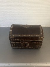 Ancien Coffret Cuir Laiton Art