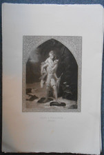 gravure litho  Paul et Virginie  le  torrent