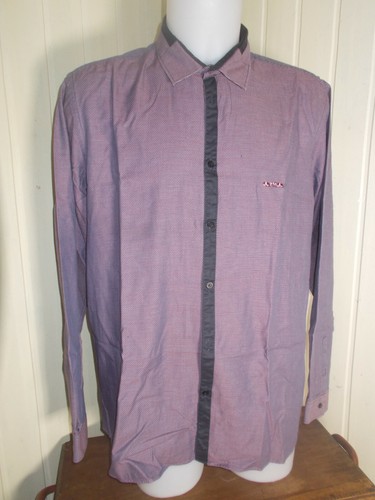 Chemise coton mauve noir - chemise, mauve/noir