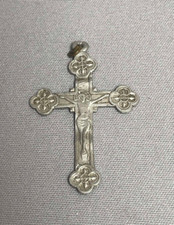 RELIGIOSA ANCIENNE CROIX PENDENTIF CRUCIFIX OBJET DEVOTION SOUVENIR DE MISSION