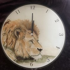 Pendule Lion D. 30 Cm verre 