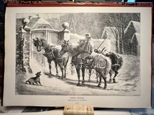 Postillon noël 19ème gravure - 19ème,