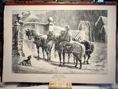 Postillon noël 19ème gravure - 19ème,
