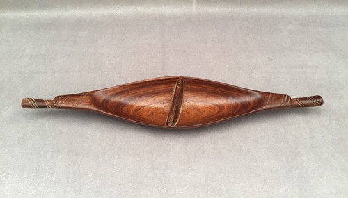 Pirogue sculpture sur bois - sculpture,