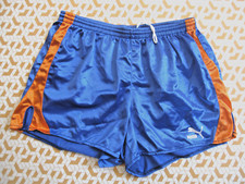 Short Polyamide PUMA 80'S Bleu et orange Made in France Rétro Vintage - 105 / L