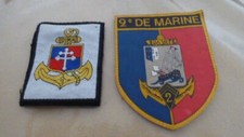 2 INSIGNES ECUSSONS TISSU ANCIENS 2 RIMA ET9 DIMA TROUPES DE MARINE