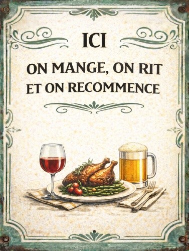 Plaque cuisine ici - on, rit