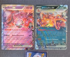 Lot 2 cartes Pokémon JUMBO Dracaufeu EX 054/091 Lenticulaire + Mewtwo EX  ??