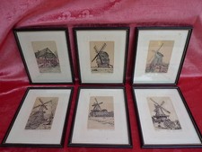6 Beaux Vieux Tableaux__Moulins À Vent__Signés À La Main !