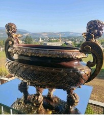 Ancienne Jardinière Céramique Putti Massier Choisy-le-Roi Longwy Barbotine