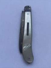 Ancien Couteau Pliant Lame Argent Manche Nacre Anglais 