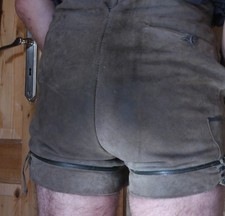 Pantalon court double zip scout en cuir dentelle alpine BW 40 cm fabriqué en RDA