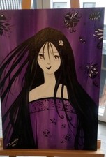 Jeune Manga Oeuvre tableau de 70/50. Peinture huile, acrylique.