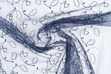 Tulle Broderie Anglaise Bleu