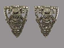 Bijoux, Art Déco, 2 pinces, clips broches pour robe ou écharpe en argent 800