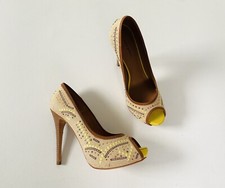 Escarpins plateforme clous dorés open toes COSMOPARIS - Pointure 38 Etat neuf