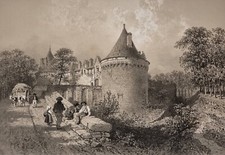 Estampe XIXe Château de Napoléonville Pontivy Morbihan La Bretagne Contemporaine