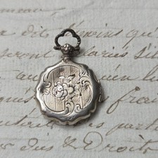 Pendentif Médaillon Argent Ancien Reliquaire XIXè Antique French