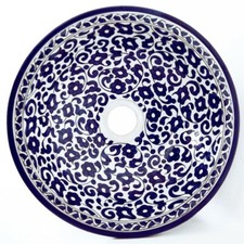 Fluide Évier Rond Peint à la Main Céramique Évier Fes-V-Ii D40 Bleu