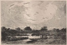 Jules Dupré La barque Paysage Eau Forte Lalauze XIXe