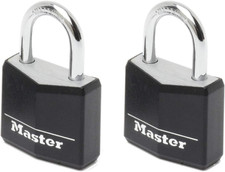 9130EURTBLK Lot De 2 Cadenas À Clé En Aluminium Massif Recouvert De Vinyle, Noir