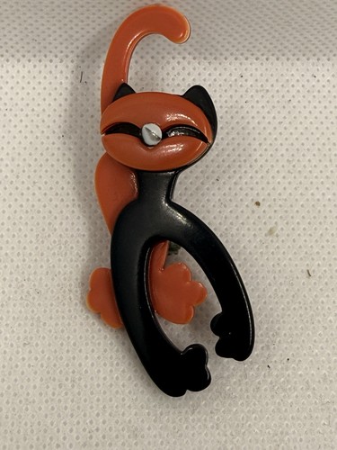 Vintage cat brooch pin signed - vintage,