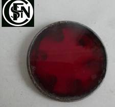 Verre rond de couleur rouge avec cerclage 6 cm lanterne chemin de fer 1930