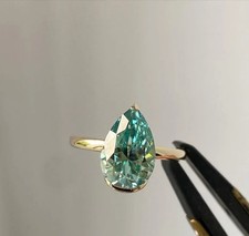 4 CT Bleu Traitée Bague Diamant Poire Forme VVS1 Certifié ! Bague Mariage