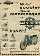 Publicité ancienne scooter Manurhin 1958 issue de magazine  