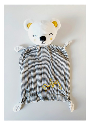 Doudou plat ours blanc rayé - plat,